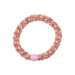 Hrelastik knekki velvet rosa/guld - Bon Dep