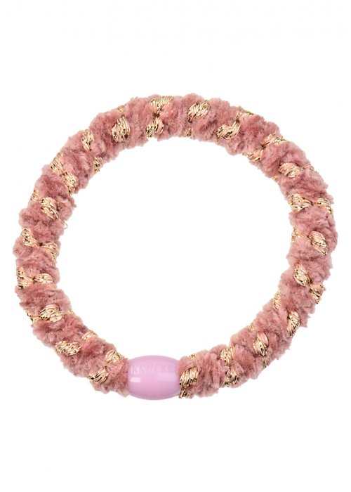 Hrelastik knekki velvet rosa/guld - Bon Dep