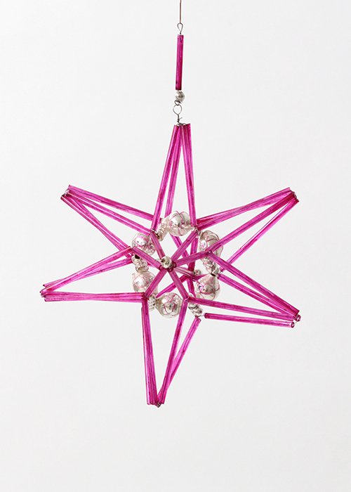 Glasstjerne stor pink 