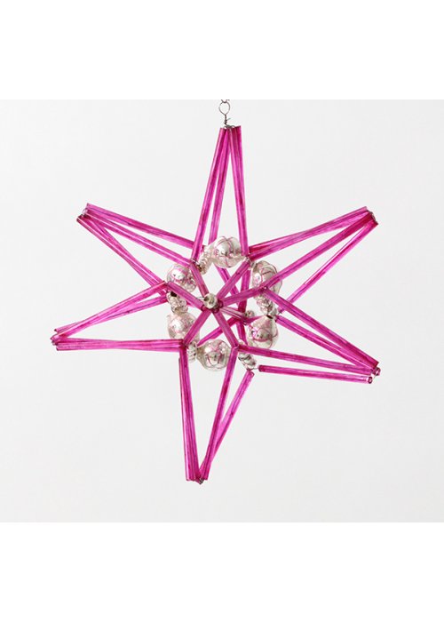 Glasstjerne stor pink 